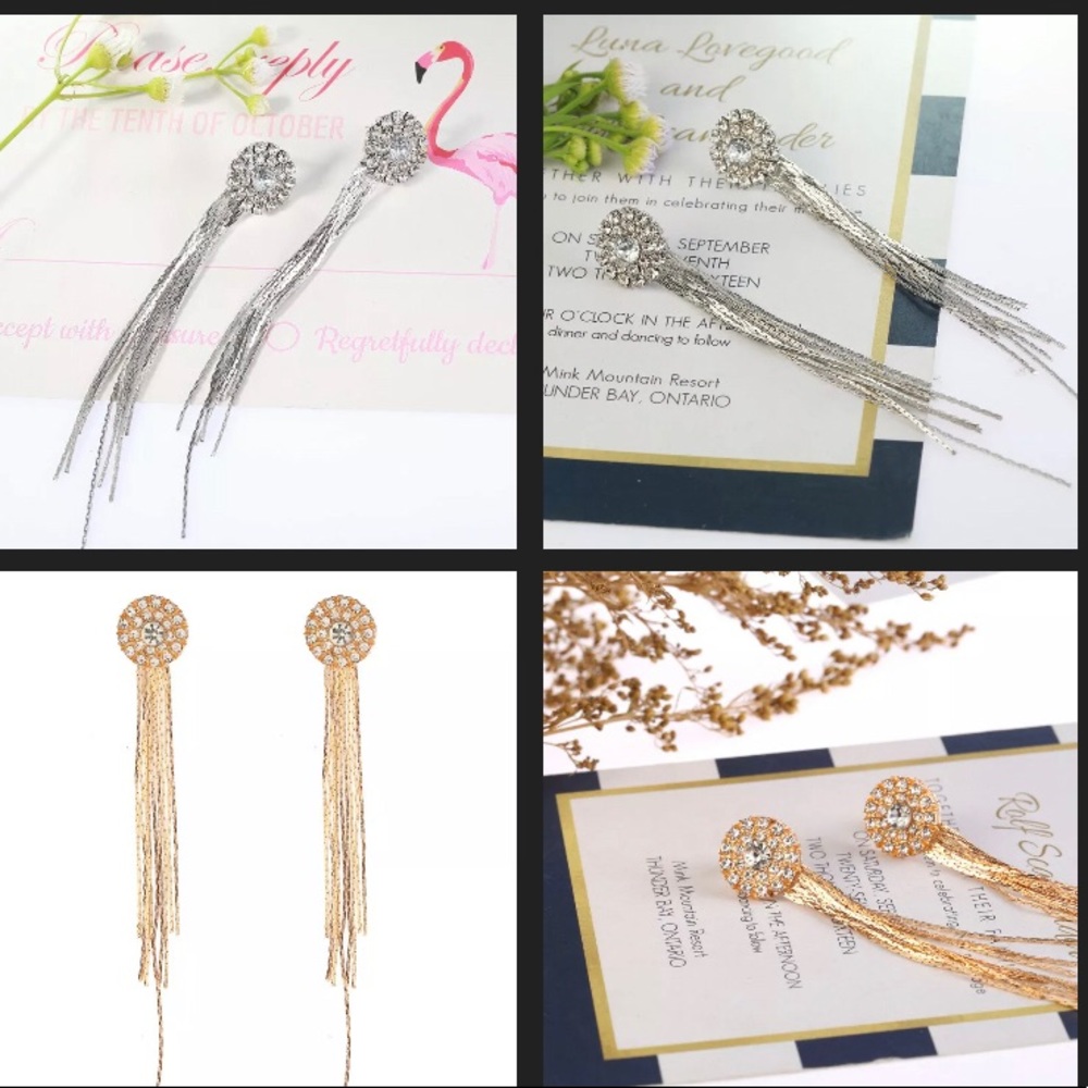 New 925 Sterling Silver Long Tassel Earrings - Picture 2 of 11